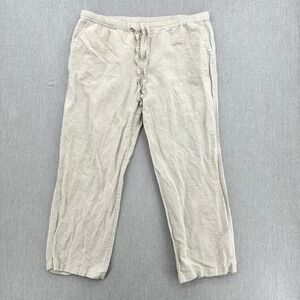 Liz Claiborne Pants Womens XL Beige Classic Linen Blend Straight Leg
